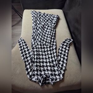 Ann Taylor Black and White Houndstooth Jumpsuit